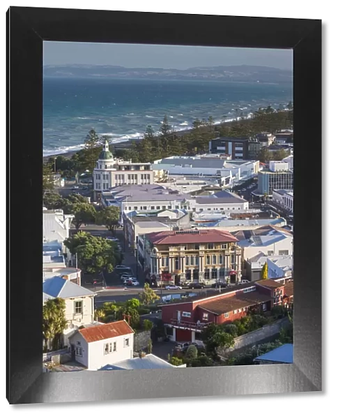 New Zealand, North Island, Hawkes Bay, Napier, elevated city view, late afternoon