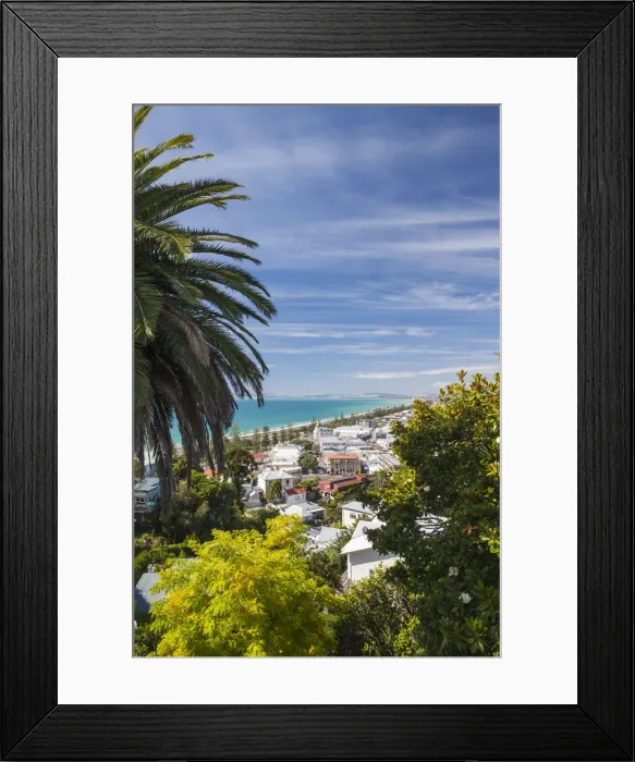 Framed Print : New Zealand, North Island, Hawkes Bay, Napier, elevated city view