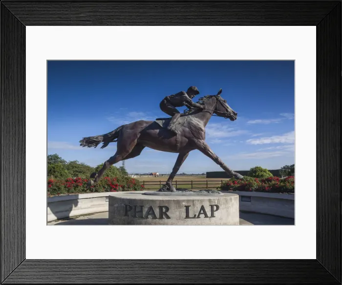 Framed Print : New Zealand, South Island, Canterbury, Timaru, statue of Phar Lap, champion racing horse Framed Print : New Zealand, South Island, Canterbury, Timaru, statue of Phar Lap, champion racing horse