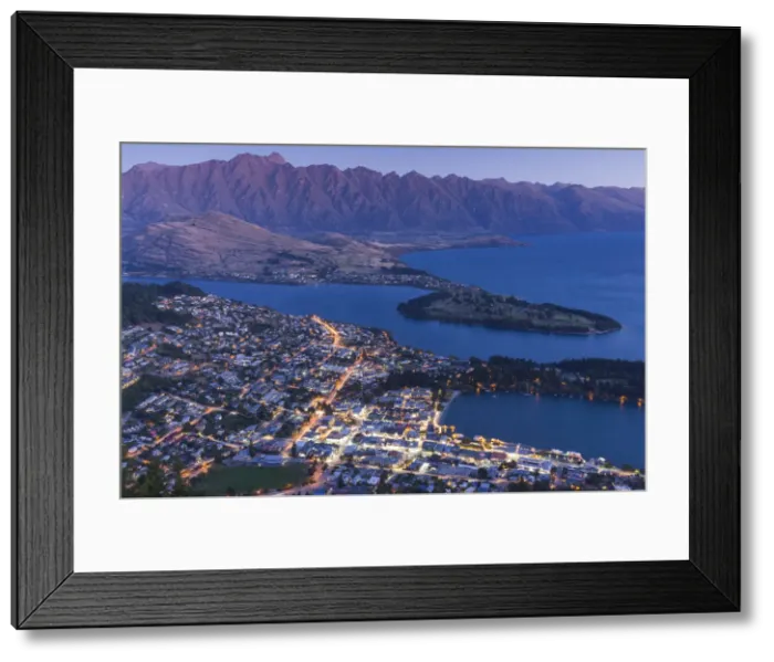 Framed Print : New Zealand, South Island, Otago, Queenstown, elevated town view with The Remarkables