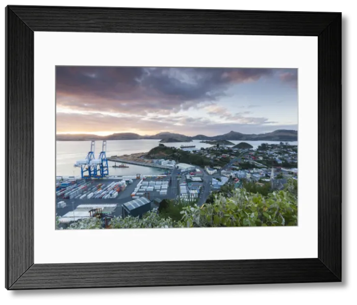 Framed Print : New Zealand, South Island, Otago, Port Chalmers, elevated port view, dawn Framed Print : New Zealand, South Island, Otago, Port Chalmers, elevated port view, dawn
