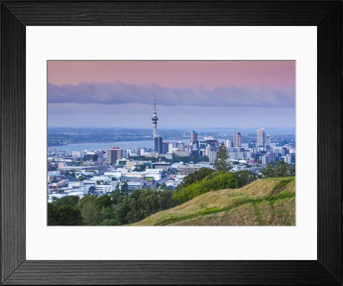 Framed Print : New Zealand, North Island, Auckland, elevated skyline from Mt. Eden volcano cone, dusk Framed Print : New Zealand, North Island, Auckland, elevated skyline from Mt. Eden volcano cone, dusk
