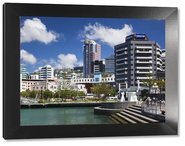 New Zealand, North Island, Wellington, skyline and waterfront buildings