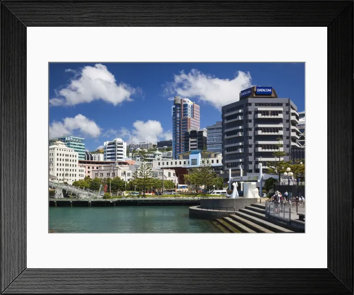 Framed Print : New Zealand, North Island, Wellington, skyline and waterfront buildings