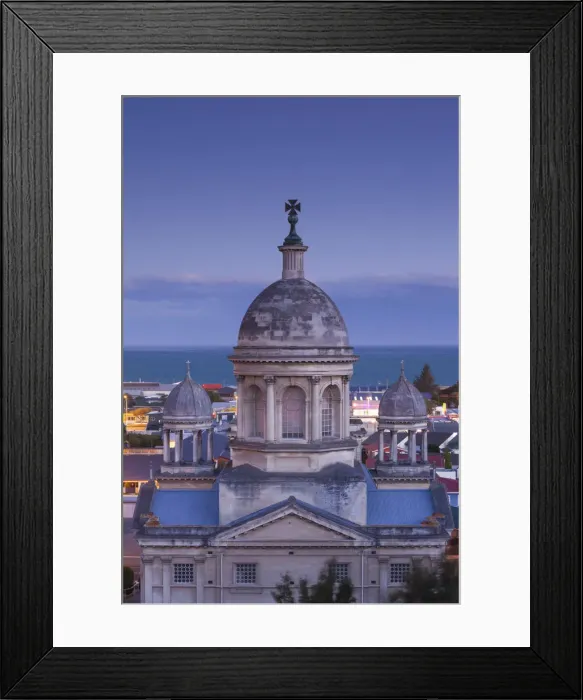 Framed Print : New Zealand, South Island, Otago, Oamaru, elevated view of St. Patricks Basilica