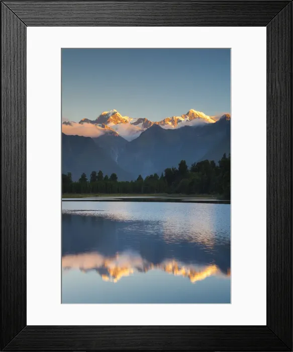 Framed Print : New Zealand, South Island, West Coast, Fox Glacier Village, Lake Matheson, reflection Framed Print : New Zealand, South Island, West Coast, Fox Glacier Village, Lake Matheson, reflection