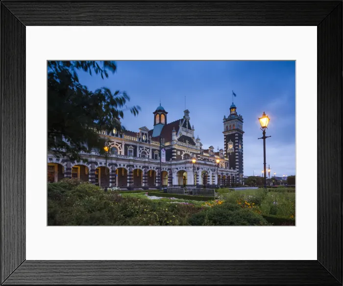 Framed Print : New Zealand, South Island, Otago, Dunedin, Dunedin Railway Station, built 1906, exterior Framed Print : New Zealand, South Island, Otago, Dunedin, Dunedin Railway Station, built 1906, exterior
