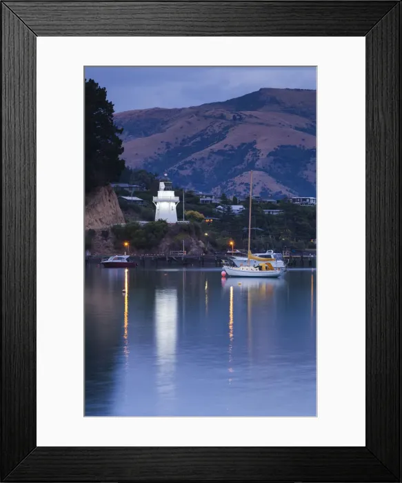 Framed Print : New Zealand, South Island, Canterbury, Banks Peninsula, Akaroa, Akaroa Lighthouse, dawn Framed Print : New Zealand, South Island, Canterbury, Banks Peninsula, Akaroa, Akaroa Lighthouse, dawn