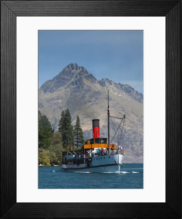 Framed Print : New Zealand, South Island, Otago, Queenstown, harbor view with steamer TSS Earnslaw