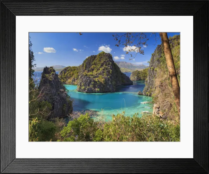 Framed Print : Philippines, Palawan, Coron Island, Kayangan Lake, elevated view from one of the limestone Framed Print : Philippines, Palawan, Coron Island, Kayangan Lake, elevated view from one of the limestone