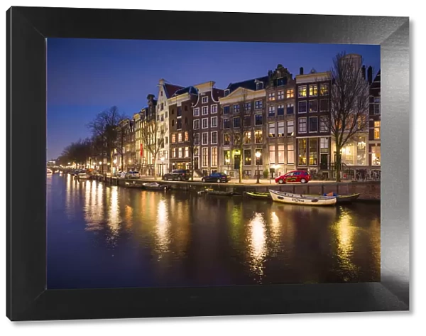 Netherlands, Amsterdam, along Prinsengracht canal, dusk