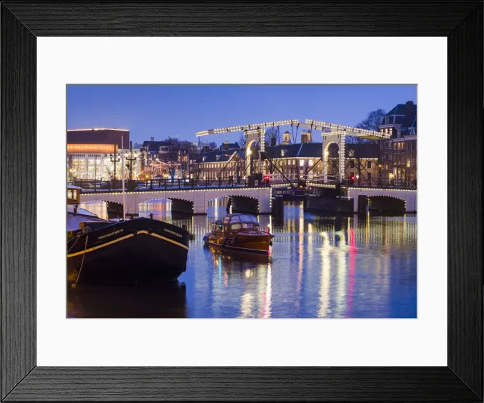 Framed Print : Netherlands, Amsterdam, Magere Brug, the Skinny Bridge, dusk Framed Print : Netherlands, Amsterdam, Magere Brug, the Skinny Bridge, dusk