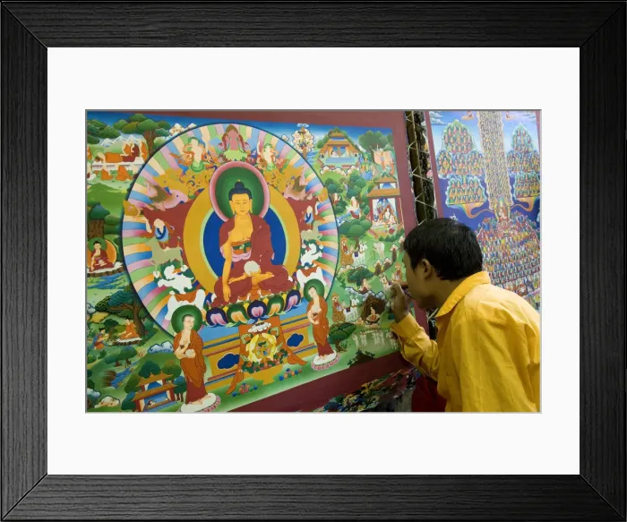 Framed Print : Buddhist monk painting Tangka Bodnath, Kathmandu, Nepal Framed Print : Buddhist monk painting Tangka Bodnath, Kathmandu, Nepal