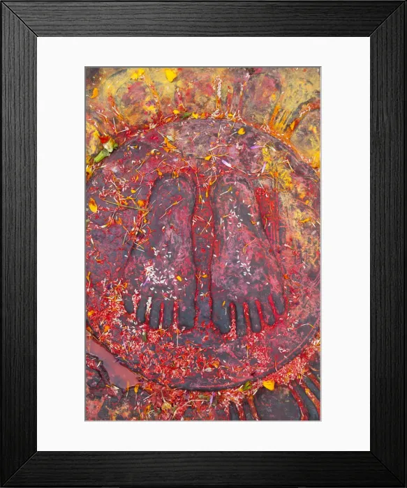 Framed Print : Paying homeage to the feet with tikka and rice at Swayambhunath Buddhist Temple, Kathmandu Framed Print : Paying homeage to the feet with tikka and rice at Swayambhunath Buddhist Temple, Kathmandu