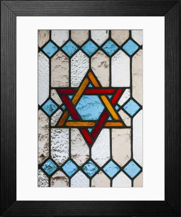 Framed Print : Romania, Bucharest, Tailors Synagogue, Star of David, stained-glass window detail Framed Print : Romania, Bucharest, Tailors Synagogue, Star of David, stained-glass window detail