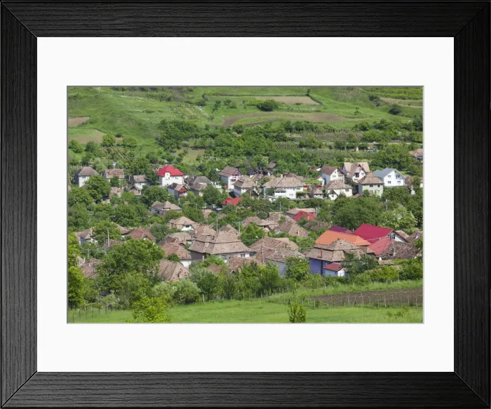 Framed Print : Romania, Transylvania, Iernut, elevated village view Framed Print : Romania, Transylvania, Iernut, elevated village view