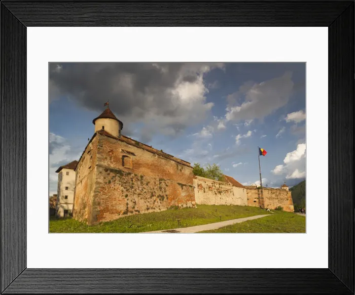 Framed Print : Romania, Transylvania, Brasov, Brasov Citadel, sunset