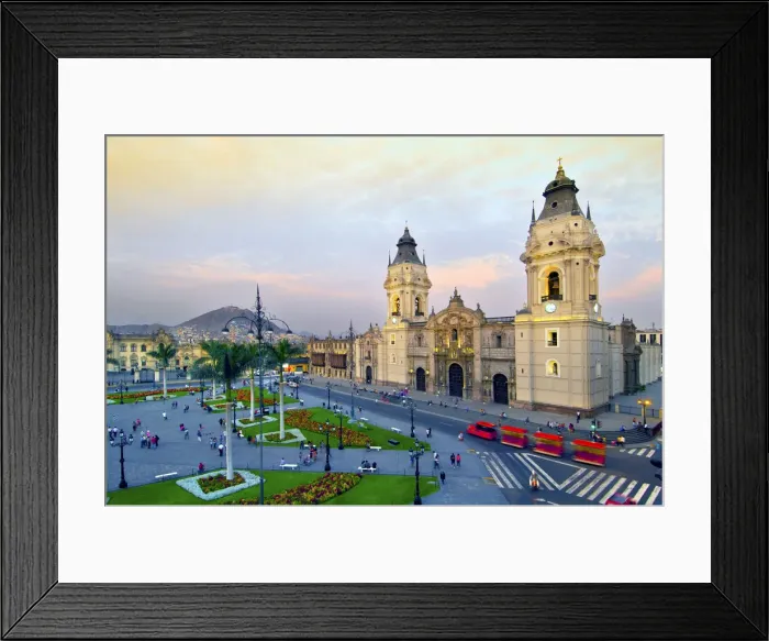 Framed Print : Peru, Lima, Cathedral Of Lima, 16th Century, Plaza Mayor, Plaza de Armas, UNESCO World