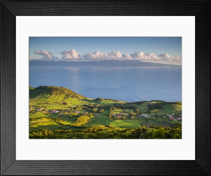 Framed Print : Portugal, Azores, Sao Jorge Island, Pico da Velha, elevated landscape view, sunset Framed Print : Portugal, Azores, Sao Jorge Island, Pico da Velha, elevated landscape view, sunset