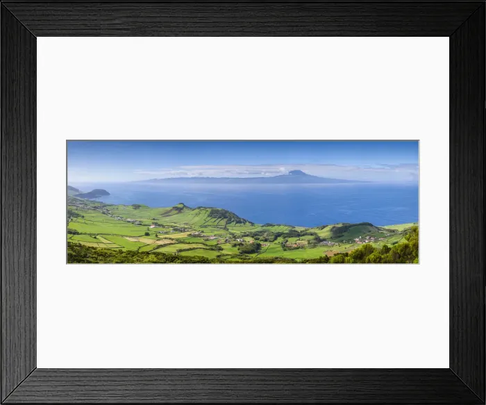Framed Print : Portugal, Azores, Sao Jorge Island, Pico da Velha of fields and Pico Volcano Framed Print : Portugal, Azores, Sao Jorge Island, Pico da Velha of fields and Pico Volcano