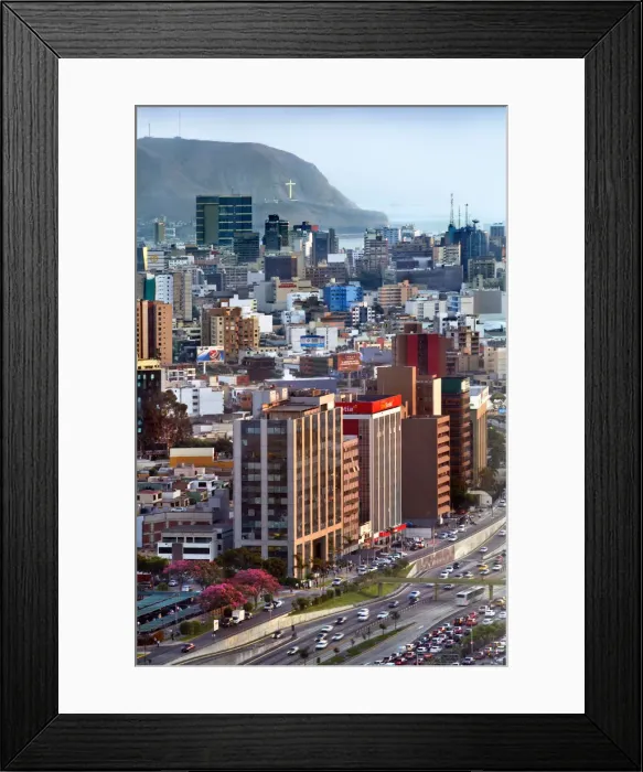 Framed Print : Peru, Lima, San Idsidro, Business District, Miraflores District In The Background Framed Print : Peru, Lima, San Idsidro, Business District, Miraflores District In The Background