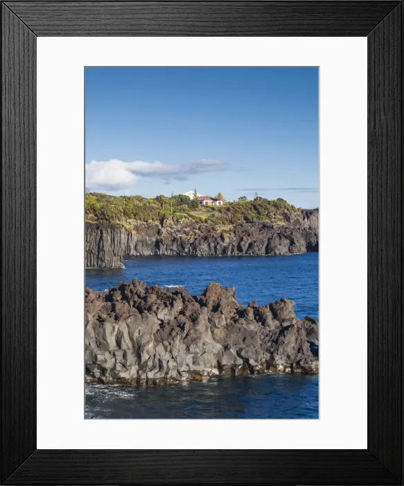Framed Print : Portugal, Azores, Sao Jorge Island, Cais da Urzelina, volcanic rock coastline Framed Print : Portugal, Azores, Sao Jorge Island, Cais da Urzelina, volcanic rock coastline