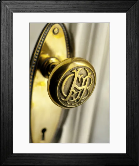 Framed Print : Peru, Lima, Original Brass Door Knob With Initials, Gran Hotel Bolivar, Historic Hotel