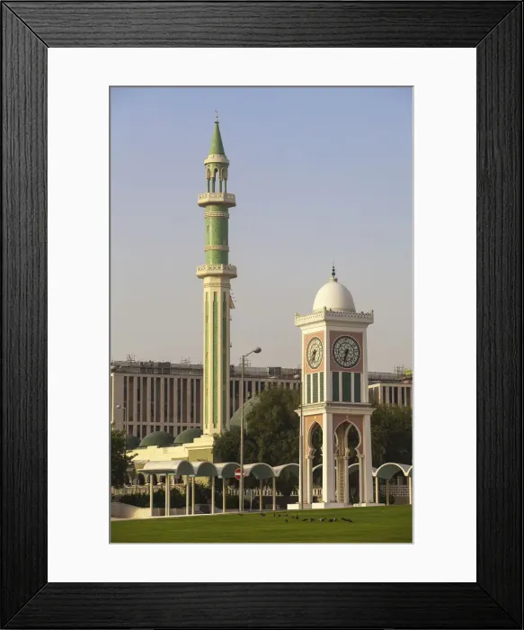 Framed Print : Qatar, Doha, Grand Mosque minaret and Emiri Diwan - Presidential Palace Framed Print : Qatar, Doha, Grand Mosque minaret and Emiri Diwan - Presidential Palace