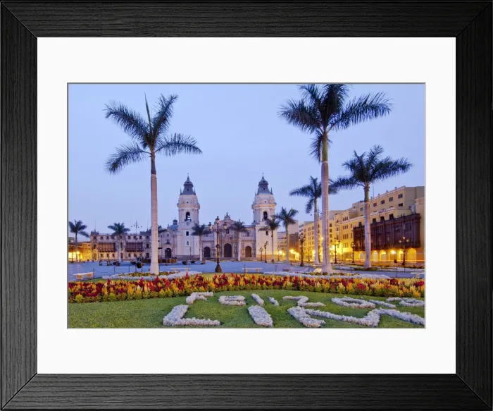 Framed Print : Peru, Lima, Cathedral Of Lima, 16th Century, Plaza Mayor, Plaza de Armas, UNESCO World