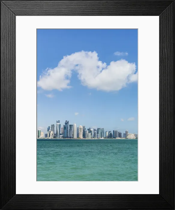 Framed Print : Qatar, Doha, new skyline of the West Bay central financial district of Doha Framed Print : Qatar, Doha, new skyline of the West Bay central financial district of Doha