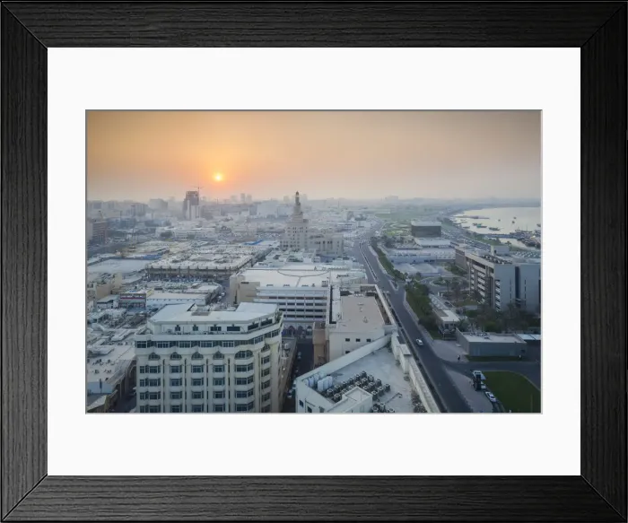 Framed Print : Qatar, Doha, FANAR, Qatar Islamic Cultural Center, elevated view, sunset Framed Print : Qatar, Doha, FANAR, Qatar Islamic Cultural Center, elevated view, sunset