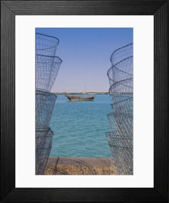 Framed Print : Qatar, Al-Khor, fishing port with wired fishing baskets Framed Print : Qatar, Al-Khor, fishing port with wired fishing baskets