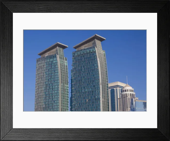 Framed Print : Qatar, Doha, West Bay, Marriott Hotel Towers Framed Print : Qatar, Doha, West Bay, Marriott Hotel Towers