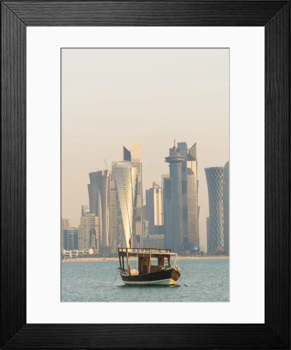 Framed Print : Doha skyline at sunrise, Doha, Qatar Framed Print : Doha skyline at sunrise, Doha, Qatar