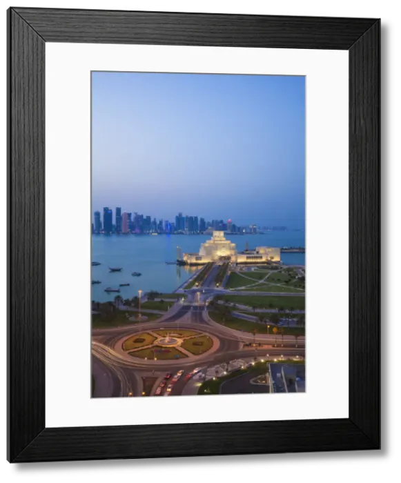 Framed Print : Qatar, Doha, Traffic at roundabout infont of the Museum of Islamic Art at night Framed Print : Qatar, Doha, Traffic at roundabout infont of the Museum of Islamic Art at night