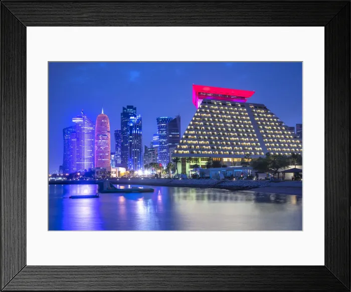 Framed Print : West Bay skyline with Burj Doha & Sheraton Grand Hotel, Doha, Qatar
