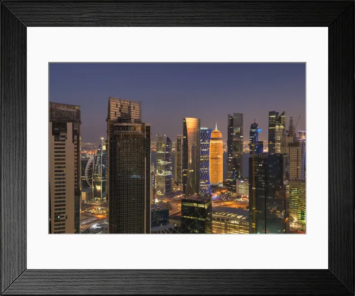Framed Print : Doha skyline at dusk, Doha, Qatar Framed Print : Doha skyline at dusk, Doha, Qatar