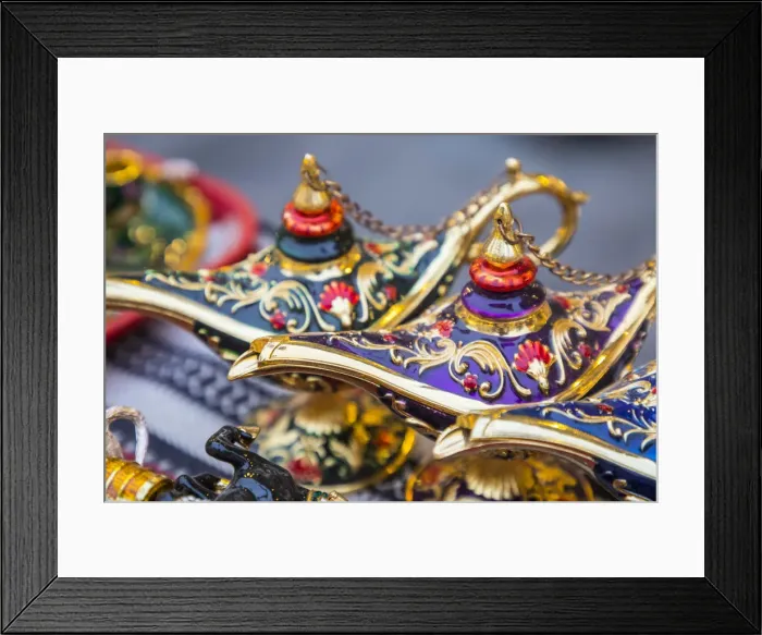 Framed Print : Genie bottle Souvenirs in Souk Waqif, Doha, Qatar Framed Print : Genie bottle Souvenirs in Souk Waqif, Doha, Qatar