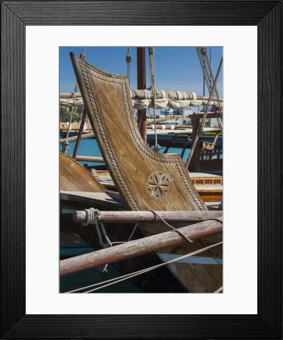 Framed Print : Qatar, Doha, Dhows on Doha Bay, detail Framed Print : Qatar, Doha, Dhows on Doha Bay, detail
