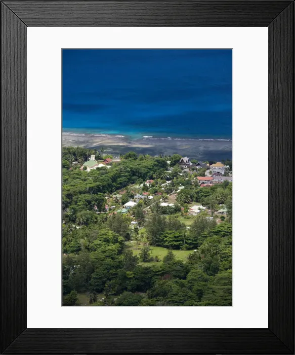 Framed Print : Seychelles, La Digue Island, Island view of La Passe from Nid d Aigle Peak (el Framed Print : Seychelles, La Digue Island, Island view of La Passe from Nid d Aigle Peak (el