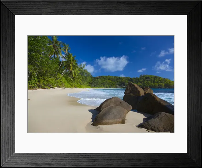 Framed Print : Tropical beach, southern Mahe, Seychelles Framed Print : Tropical beach, southern Mahe, Seychelles