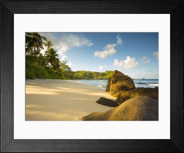 Framed Print : Tropical beach, southern Mahe, Seychelles Framed Print : Tropical beach, southern Mahe, Seychelles