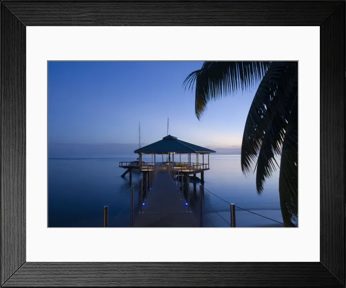 Framed Print : Seychelles, Praslin Island, Anse Bois de Rose, pier at the Coco de Mer hotel, sunset Framed Print : Seychelles, Praslin Island, Anse Bois de Rose, pier at the Coco de Mer hotel, sunset