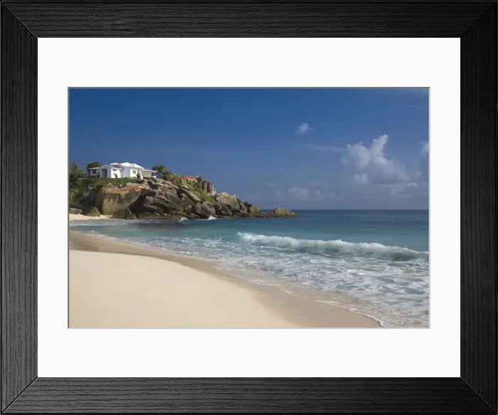 Framed Print : Seychelles, Mahe Island, North East Point, beach house
