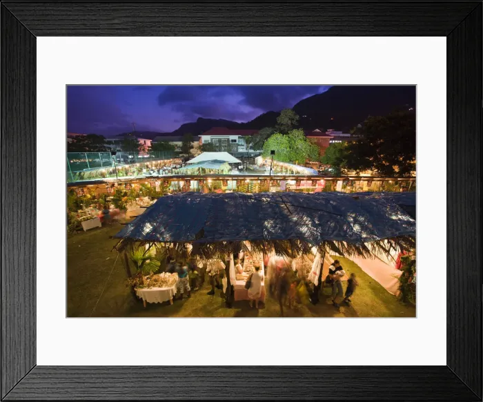Framed Print : Seychelles, Mahe Island, Victoria, evening view of the Seychelles Creole Festival Framed Print : Seychelles, Mahe Island, Victoria, evening view of the Seychelles Creole Festival