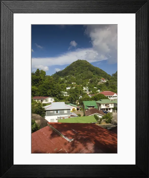 Framed Print : Seychelles, Mahe Island, Victoria, Creole houses Framed Print : Seychelles, Mahe Island, Victoria, Creole houses
