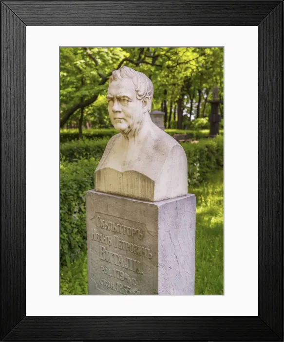 Framed Print : Grave of sculptor Ivan Vitali, Tikhvin Cemetery, Alexander Nevsky Lavra, Saint Petersburg