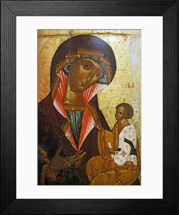Framed Print : The Virgin of Georgian (16 century), Kargopol icon, Vologda museum, Vologda, Russia Framed Print : The Virgin of Georgian (16 century), Kargopol icon, Vologda museum, Vologda, Russia