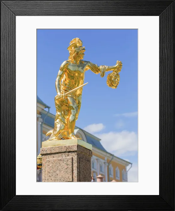 Framed Print : Perseus and the head of Medusa, sculptures and fountains of Grand Cascade, Peterhof