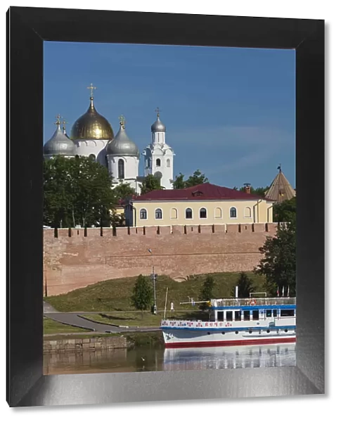 Russia, Novgorod Oblast, Veliky Novgorod, Novgorod Kremlin, view from the Volkhov River
